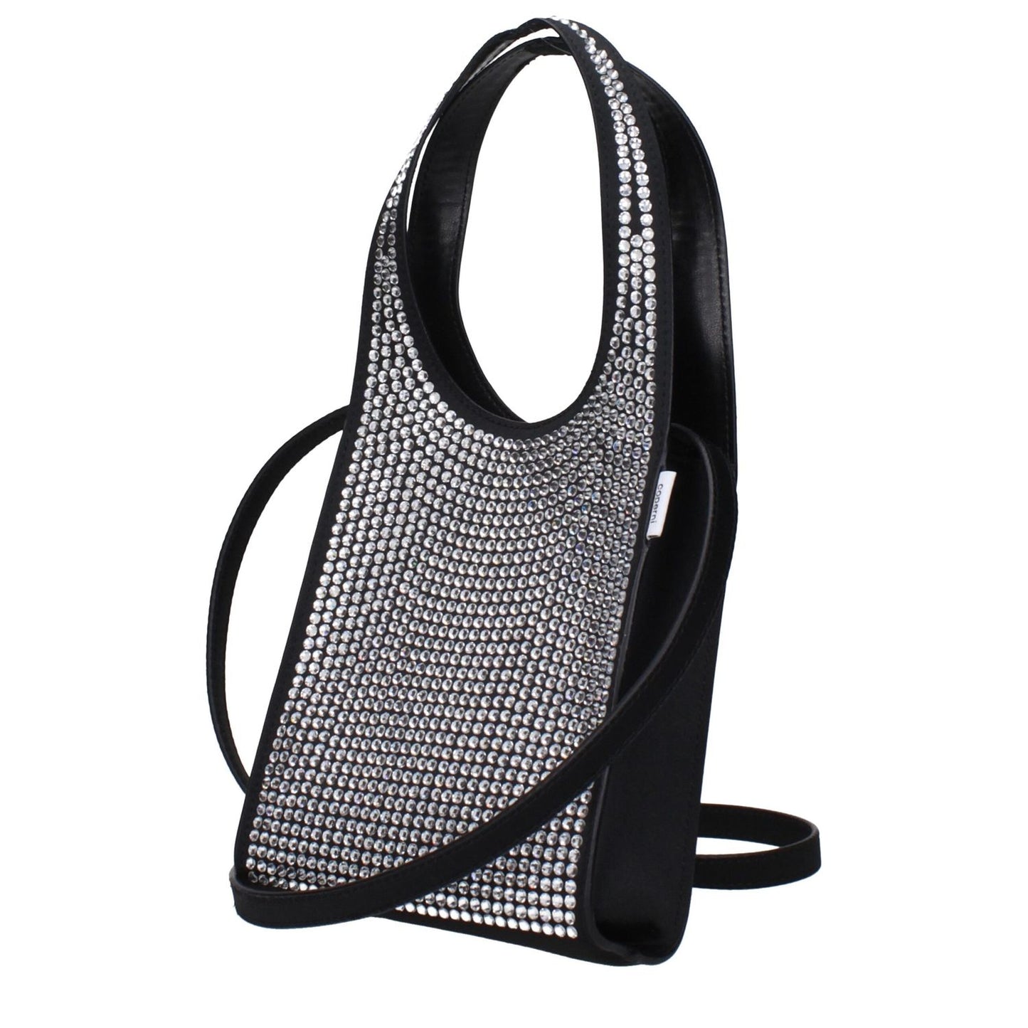 Coperni Black Fabric Handbag with rhinestones and removable shoulder strap