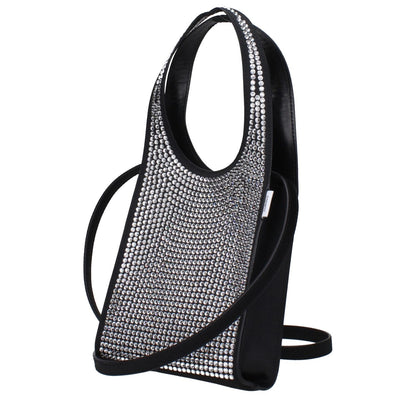 Coperni Black Fabric Handbag with rhinestones and removable shoulder strap