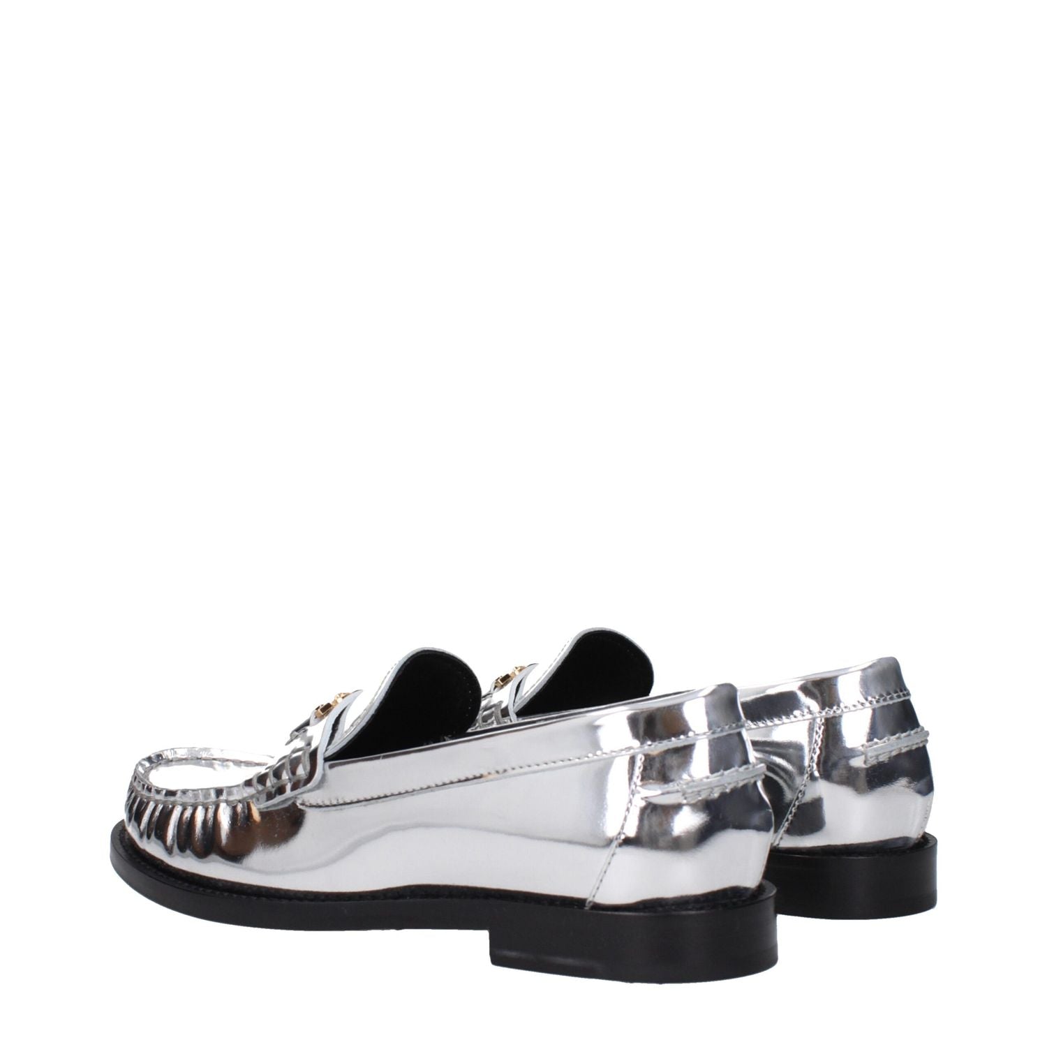 Versace Gray Leather Slip-On Loafers