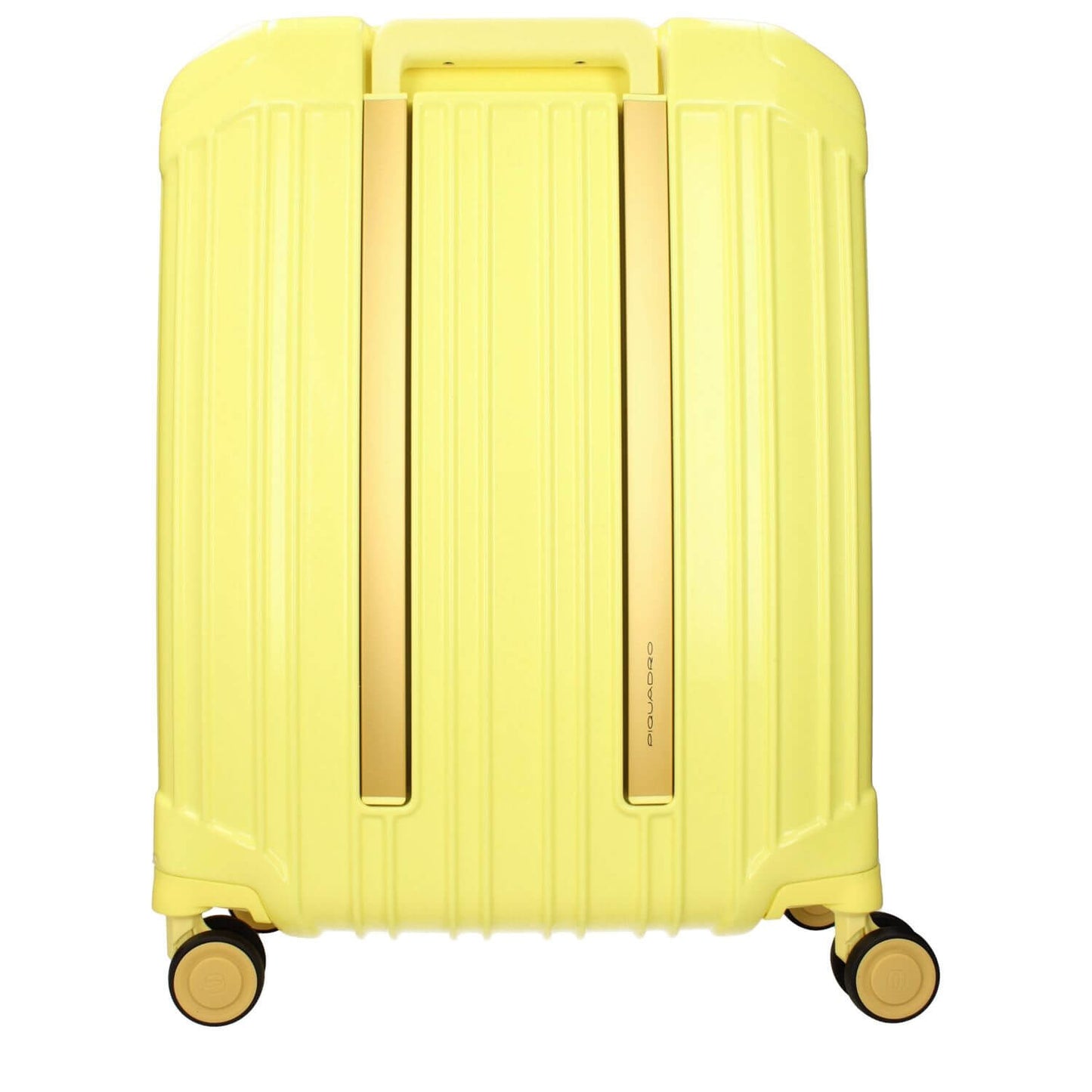 Piquadro Yellow Polycarbonate Luggage And Travel trolley with TSA lock, USB port, adjustable handle, front logo. MPN BV4425PQLS3G.