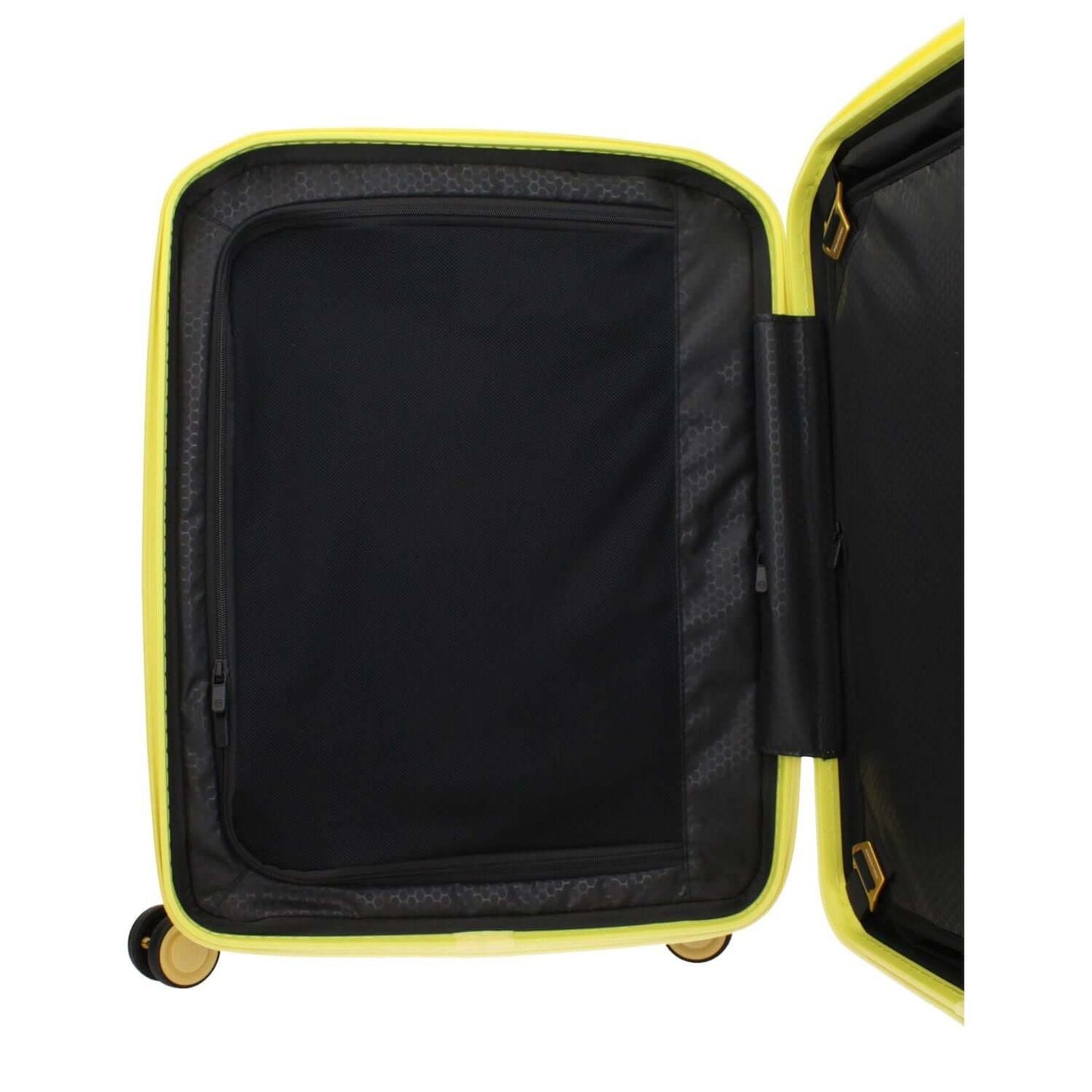 Interior view of Piquadro Yellow Polycarbonate Luggage And Travel showing spacious design and internal features.