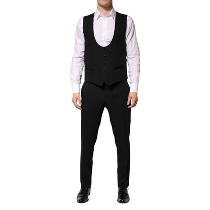 Dolce & Gabbana Black Wool 3 Piece Single Breasted Suit