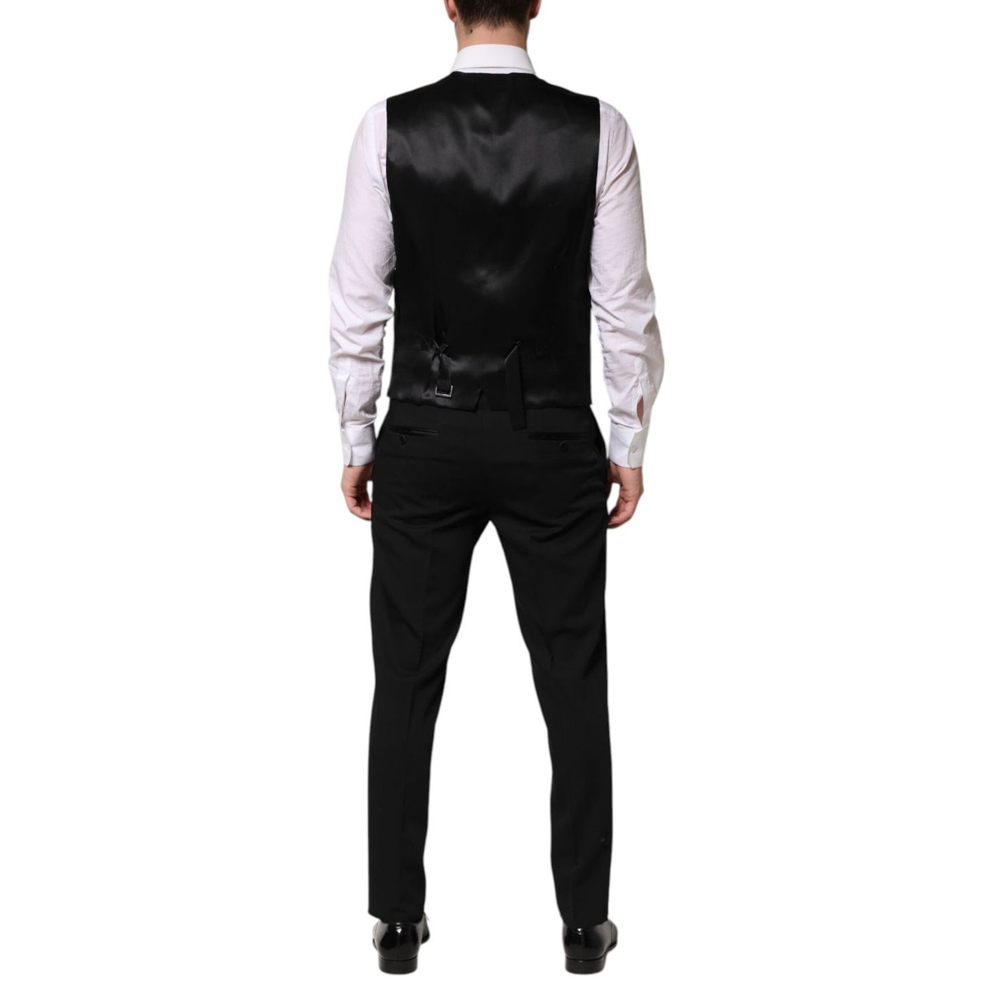 Dolce & Gabbana Black Wool 3 Piece Single Breasted Suit