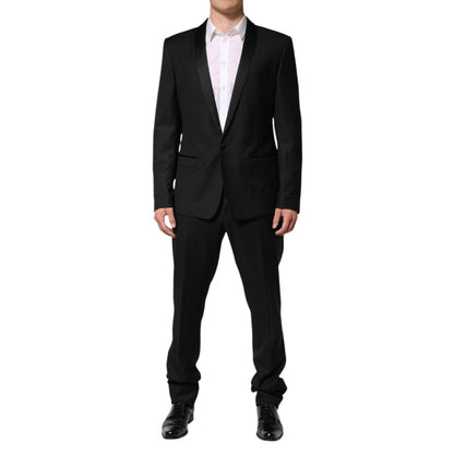 Dolce & Gabbana Black Wool Men Single Breasted 2 Piece Suit
