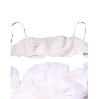 Dolce & Gabbana White Bustier Corset Cropped Chiffon Top