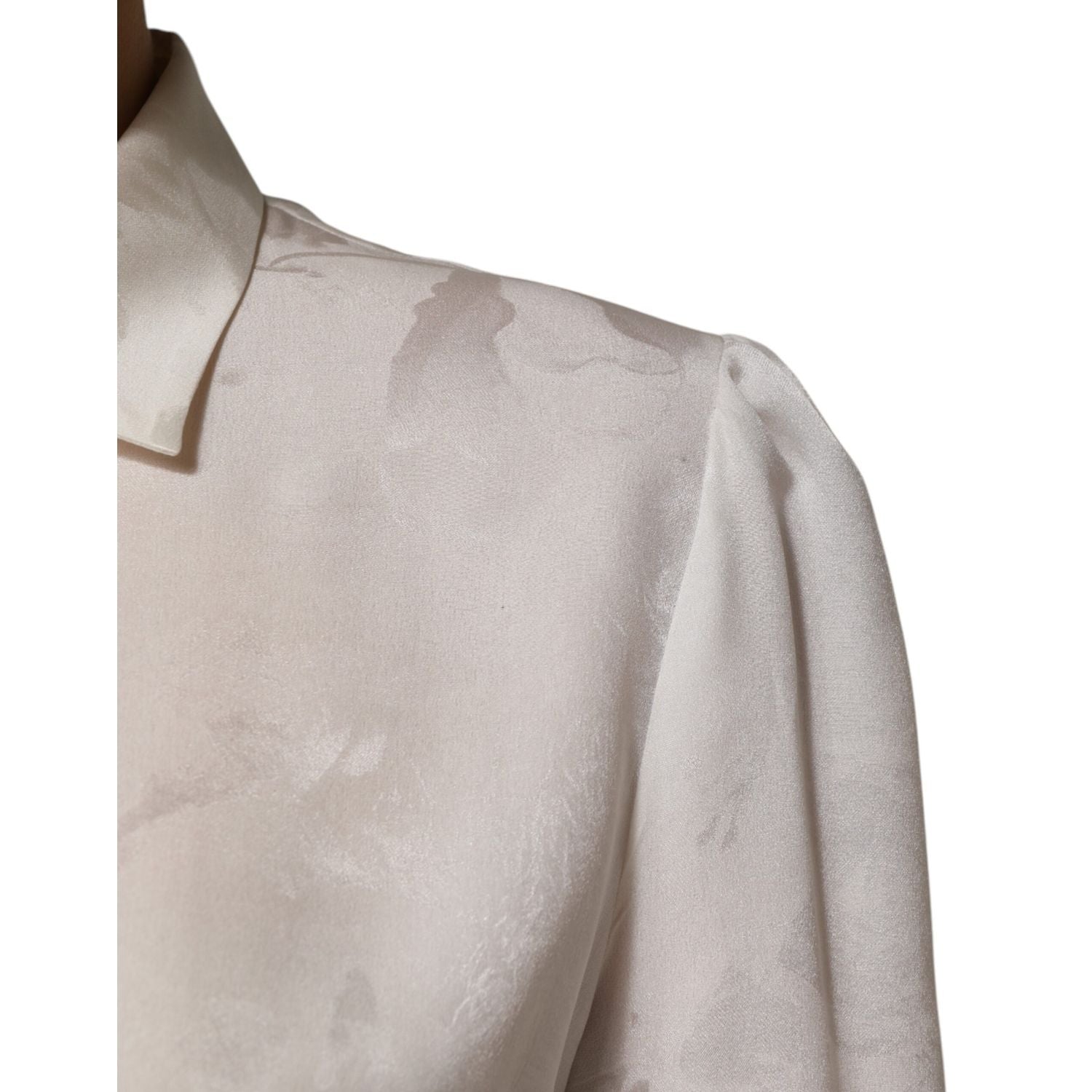 Dolce & Gabbana White Silk Long Sleeves Collared Shirt Top