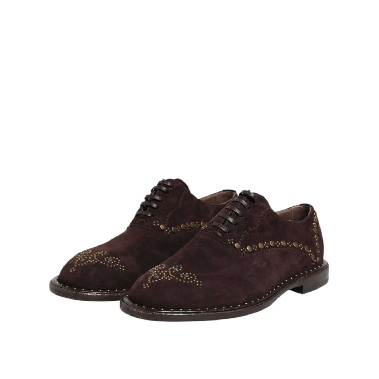 Dolce & Gabbana Brown Velvet Lace Up Oxford Dress Shoes
