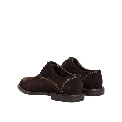 Dolce & Gabbana Brown Velvet Lace Up Oxford Dress Shoes