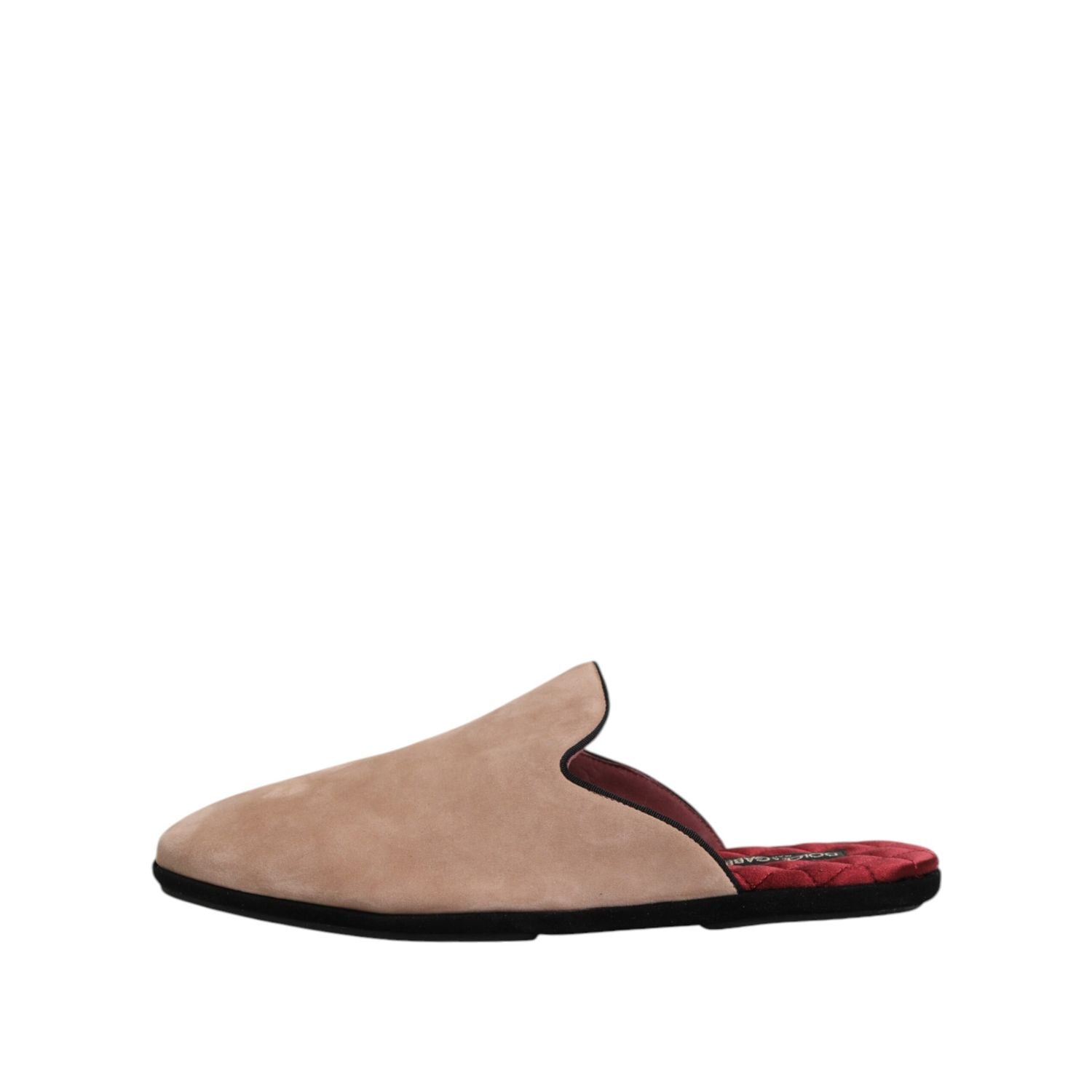 Dolce & Gabbana Beige Suede Leather Slides Flat Slipper Shoes