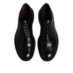 Dolce & Gabbana Black Leather Lace Up Men Derby Formal Shoes MV7705-41.5