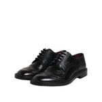 Dolce & Gabbana Black Leather Lace Up Men Derby Formal Shoes MV7705-41.5