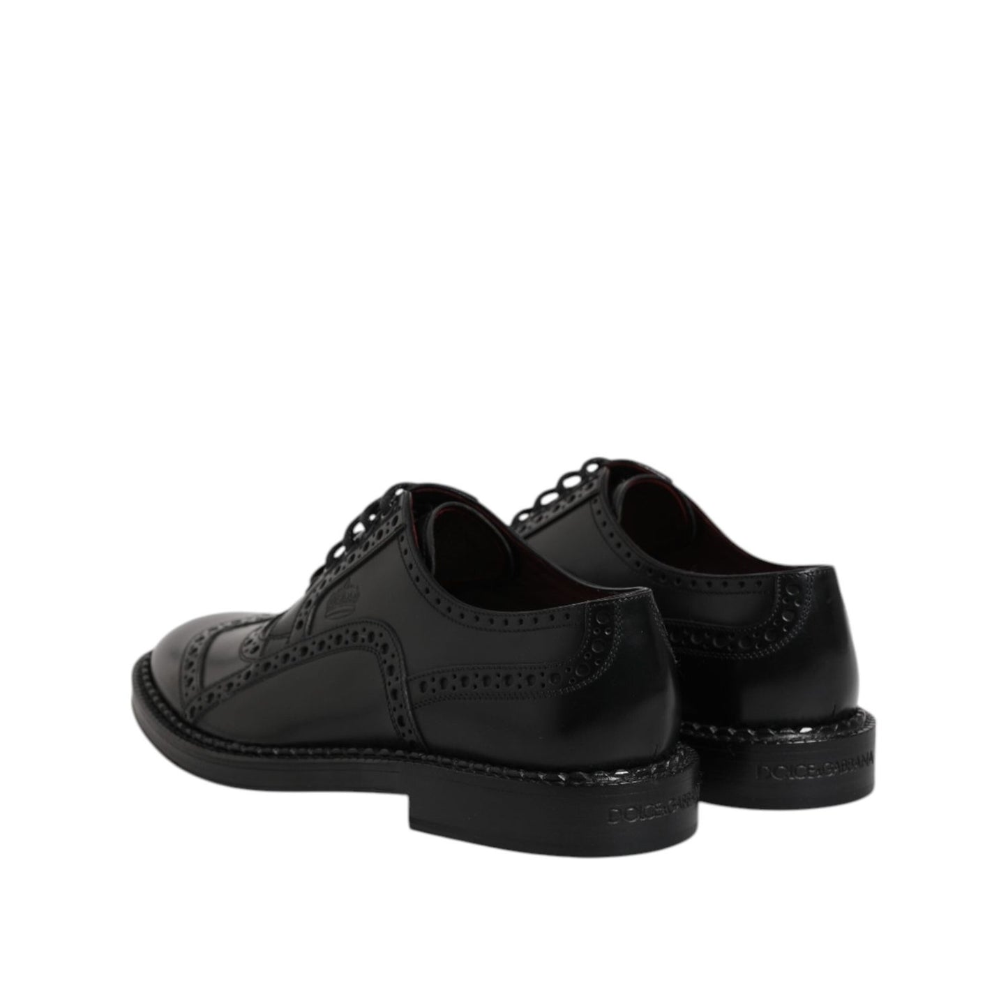 Dolce & Gabbana Black Leather Lace Up Men Derby Formal Shoes MV7705-41.5