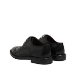 Dolce & Gabbana Black Leather Lace Up Men Derby Formal Shoes MV7705-41.5