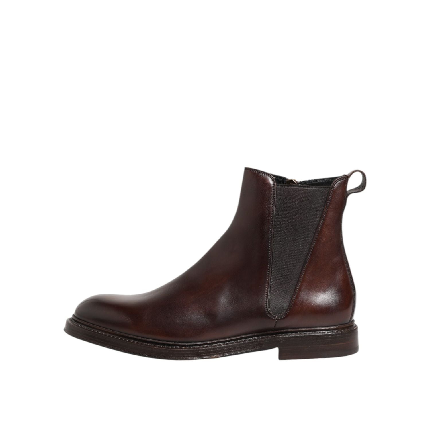 Dolce & Gabbana Brown Chelsea Leather Mid Calf Boots Shoes