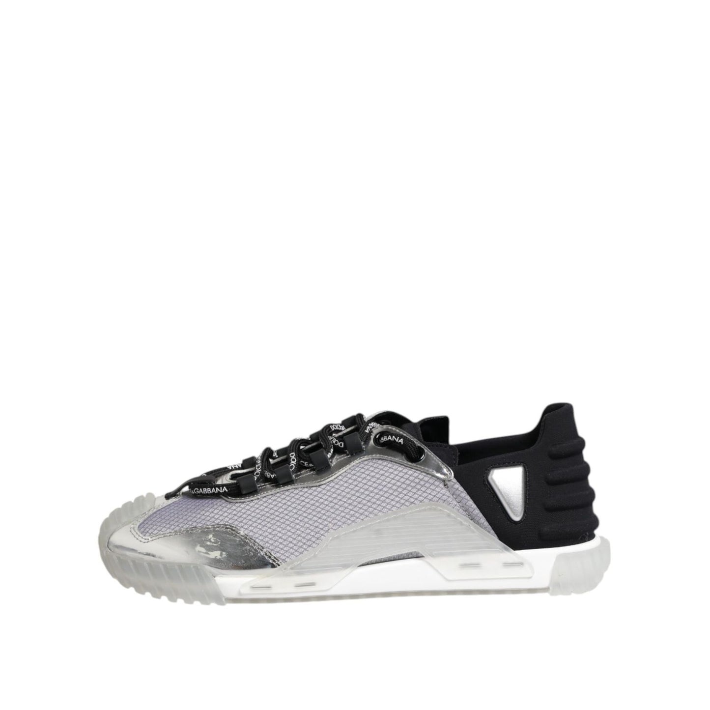 Dolce & Gabbana Silver Black Nylon NS1 Low Top Men Sneakers Shoes