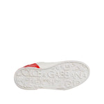 Dolce & Gabbana White Red Leather Logo Low Top Sneakers Shoes