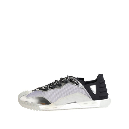 Dolce & Gabbana Silver Black Nylon NS1 Low Top Sneakers Shoes