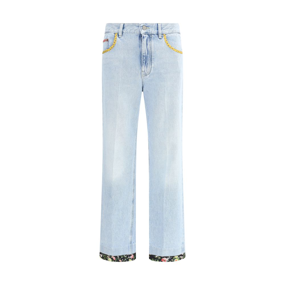 Valentino Light Blue Cotton Straight-Leg Jeans