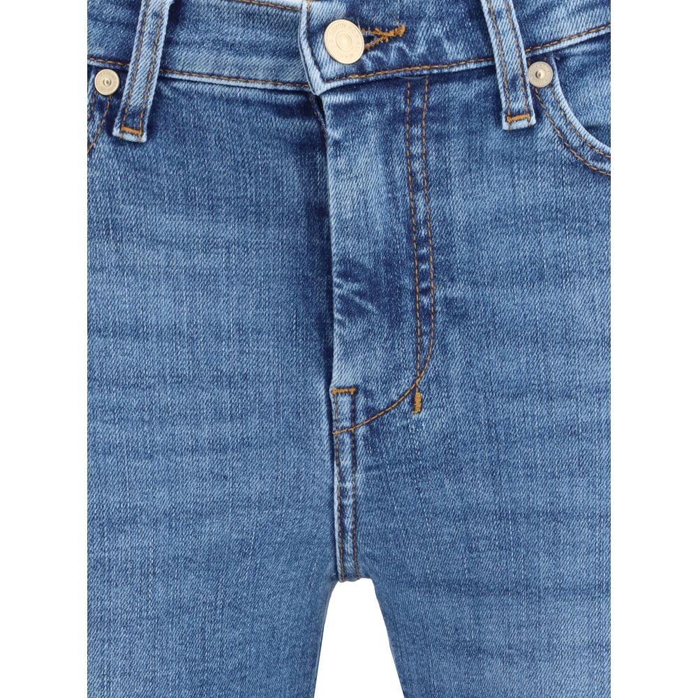 7FOR Blue Cotton Flared Jeans