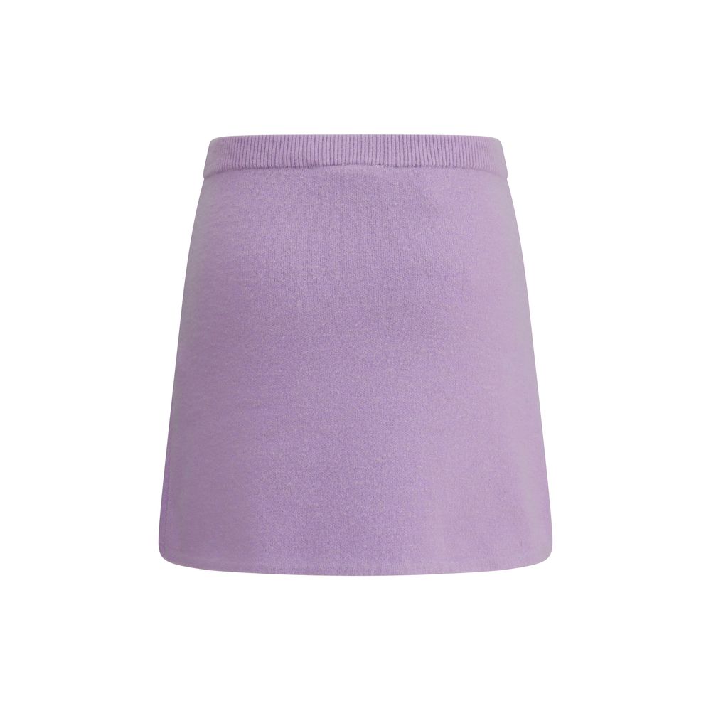 Self-Portrait Purple Viscose Mini Skirt with jewel embellishments, elastic waistband, and front pockets, perfect for AW25.
