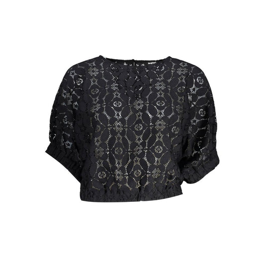 Desigual "Black Polyester Women Blouse with Contrasting Elastic Waistband"