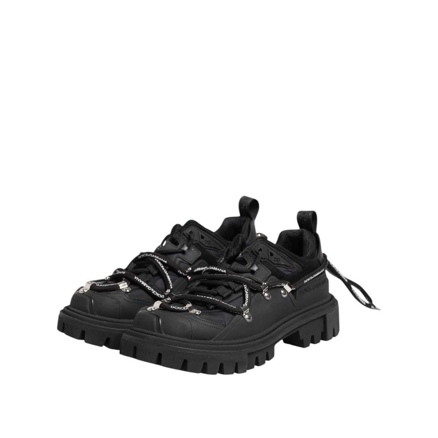 Dolce & Gabbana Black Low Top Lace Up Trekking Sneakers Shoes