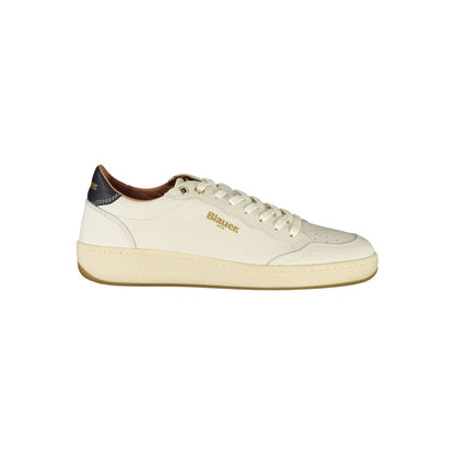 Blauer White Leather Women Sneaker with black accents and signature logo, offering comfort and style for modern women.