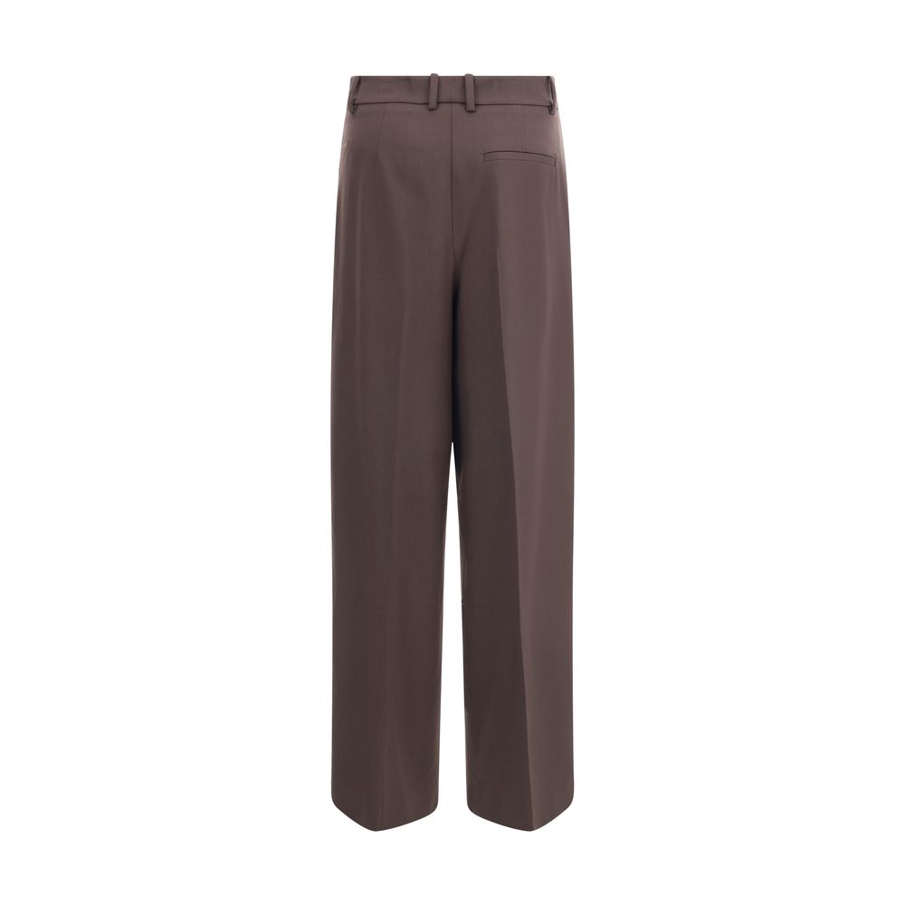 P.A.R.O.S.H. Brown Fleece Wool Dress Pants with tailored fit, front zipper, button closure, and welt pockets for elegant or office looks.