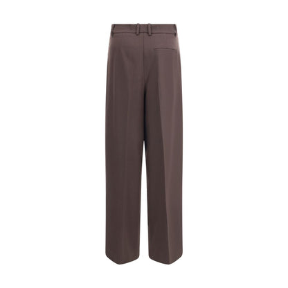 P.A.R.O.S.H. Brown Fleece Wool Dress Pants with tailored fit, front zipper, button closure, and welt pockets for elegant or office looks.