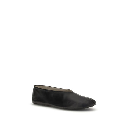 The Row Black Lamb Ovis Aries Aries Ballet Flats, crafted from fine nappa leather with tapered toe, AW25 collection.