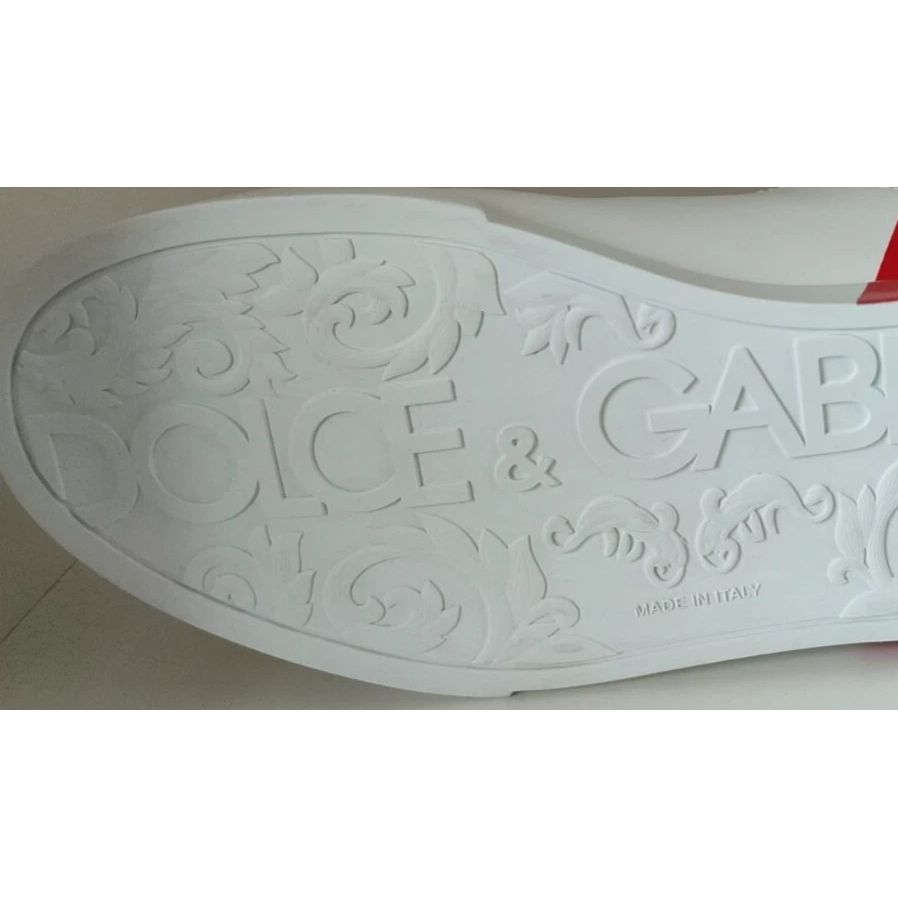 Dolce & Gabbana White Red Portofino Low Top Sneakers Shoes