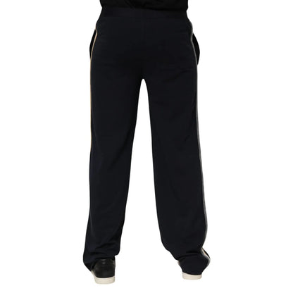 Dolce & Gabbana Black Modal Spandex Straight Logo Trouser Pants