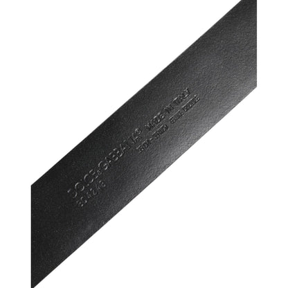 Dolce & Gabbana Black Exotic Leather DG Logo Buckle Belt