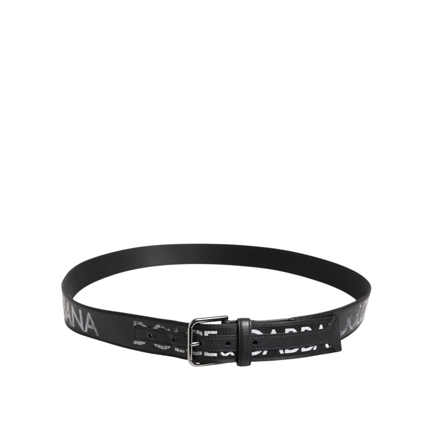 Dolce & Gabbana Black Polyester Leather Metal Buckle Belt