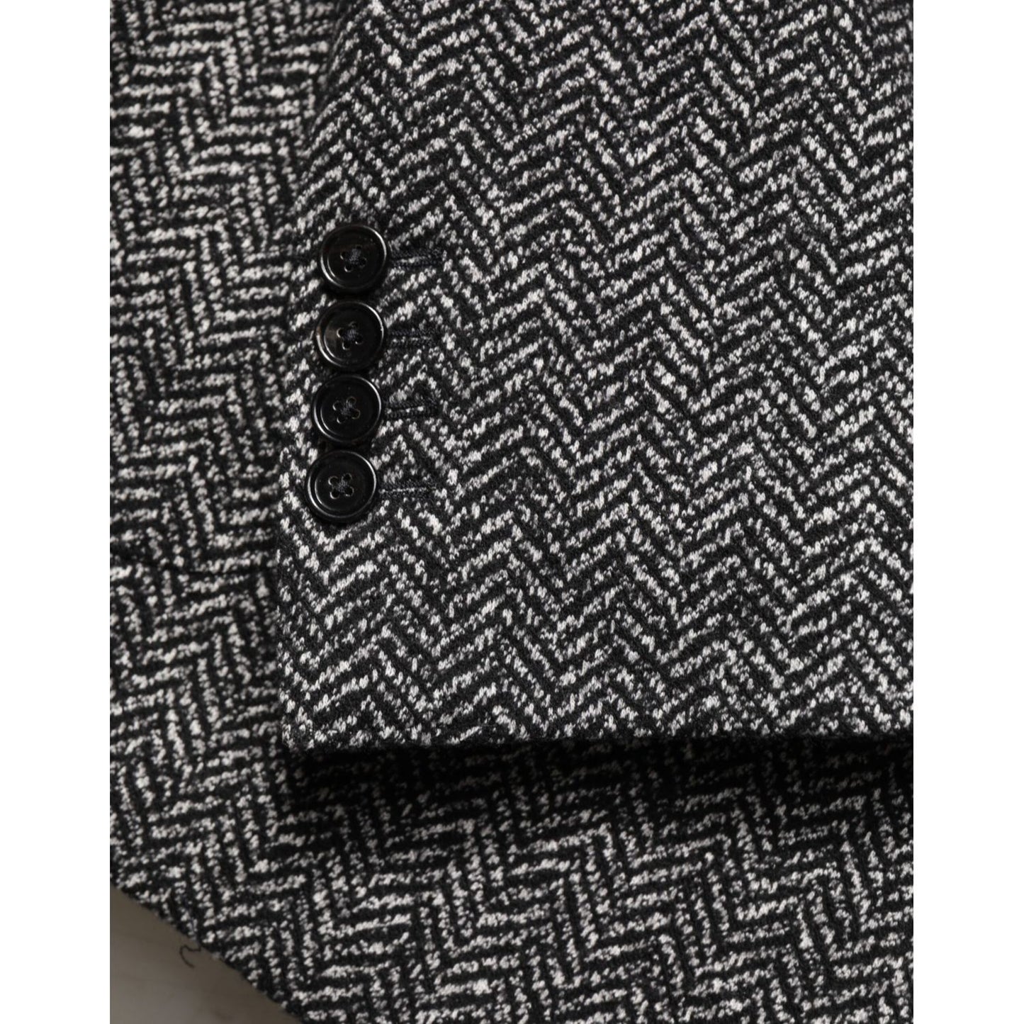 Dolce & Gabbana Black White Double Breasted Men Suit Blazer