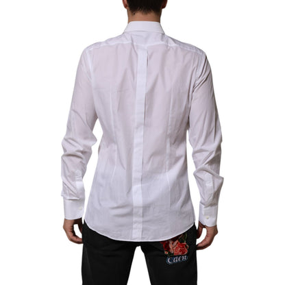 Dolce & Gabbana White Bib Cotton Poplin GOLD Men Formal Shirt