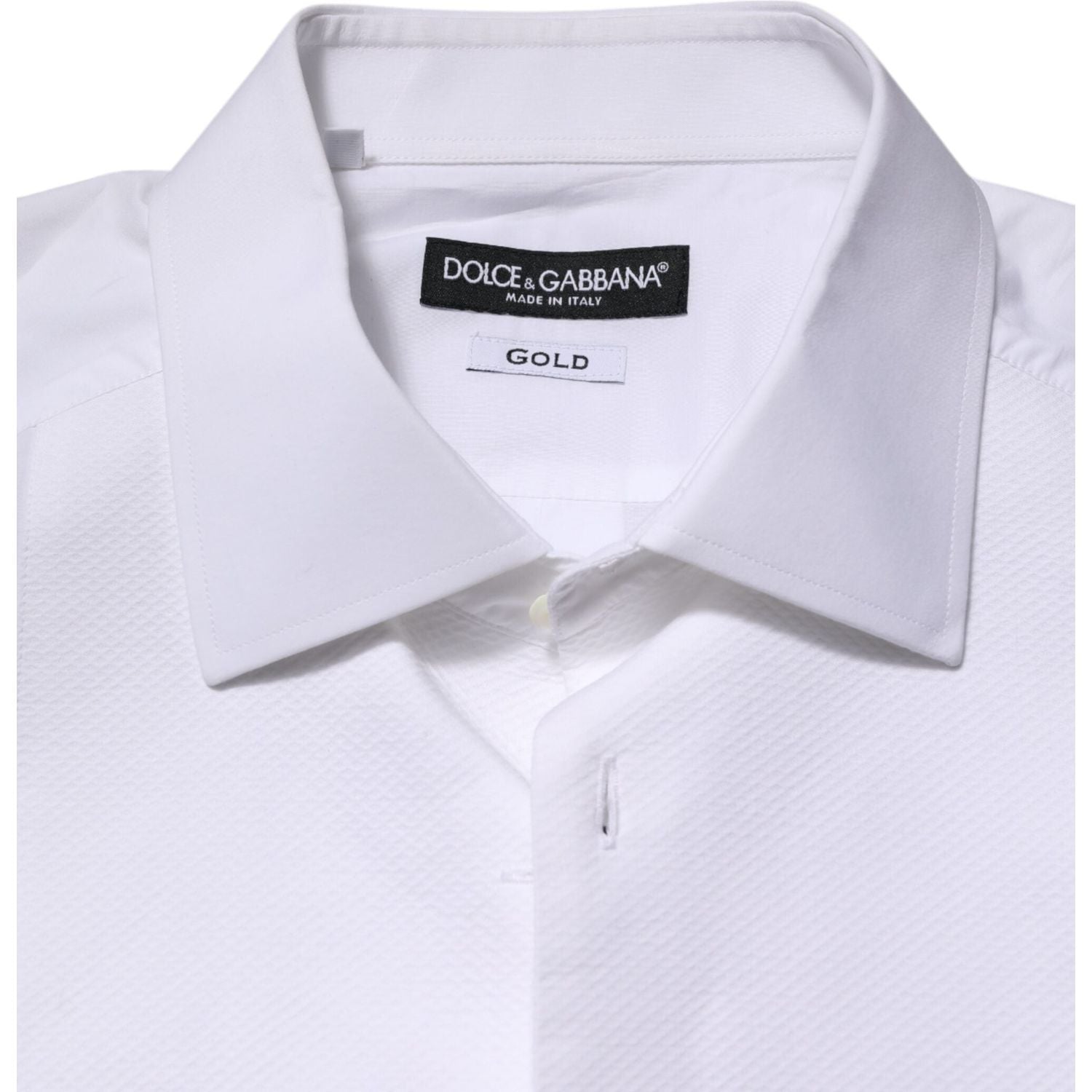 Dolce & Gabbana White Bib Cotton Poplin GOLD Men Formal Shirt