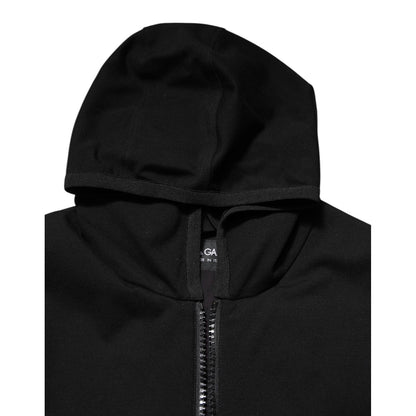 Dolce & Gabbana Black Sleeveless Hooded Logo Plaque Jacket