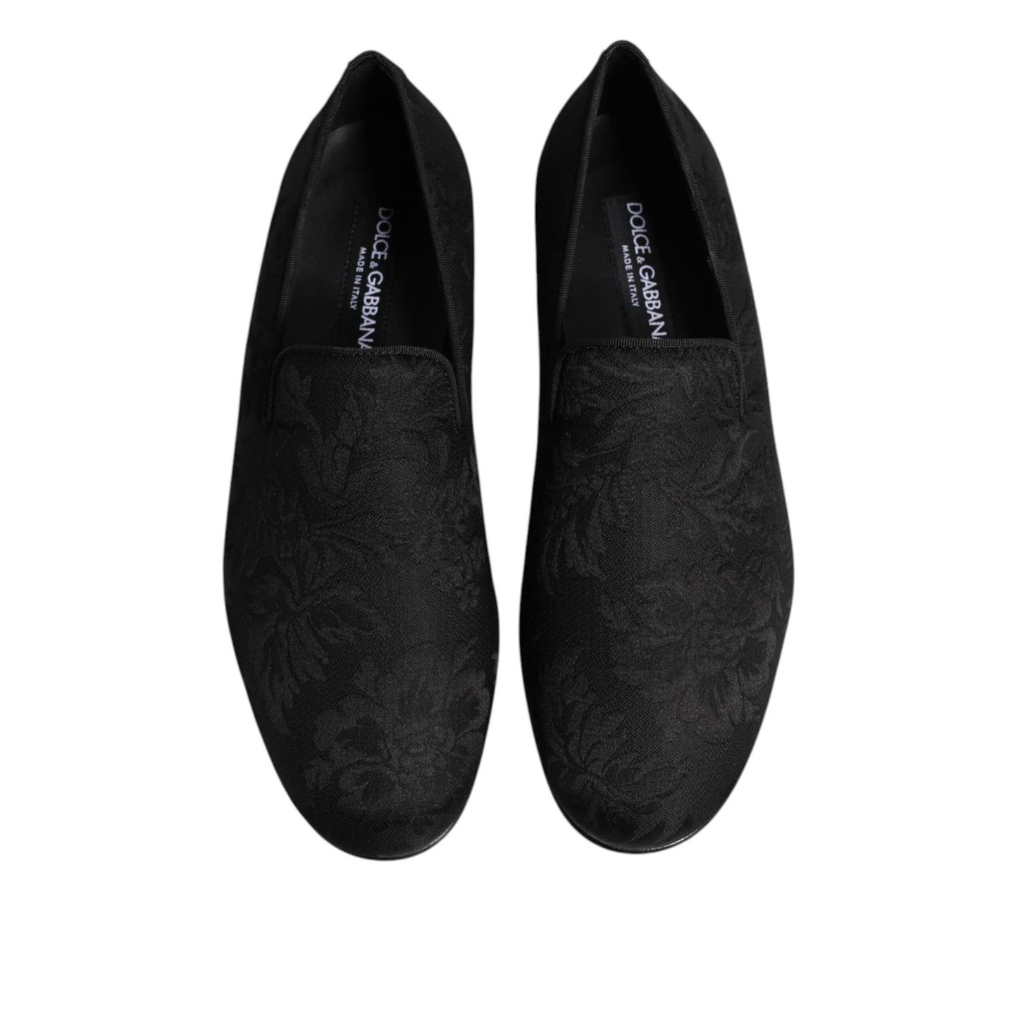 Dolce & Gabbana Black Floral Brocade Loafers Men Dress Shoes