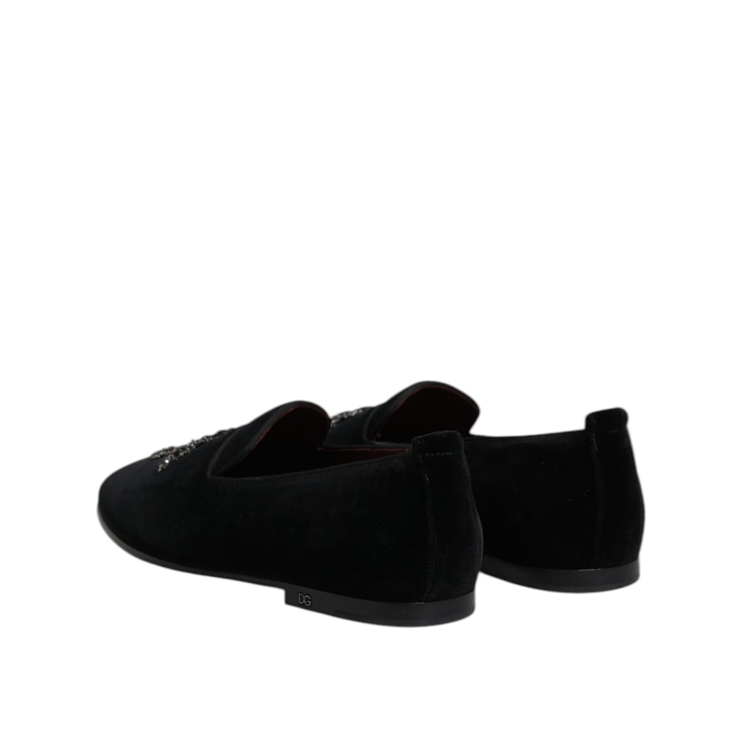 Dolce & Gabbana Black Suede Cross Slip On Loafers Dress Shoes