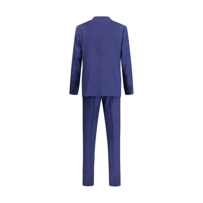 Back view of Gi Capri Blue Fleece Wool Suits And Blazer showcasing the elegant blend of blazer and pants in a sophisticated pattern.