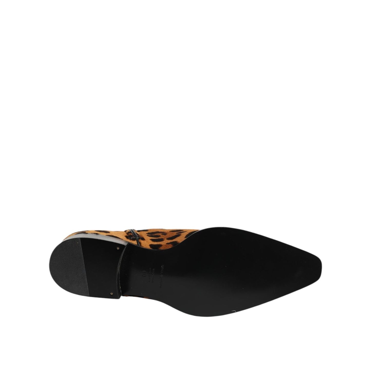 Dolce & Gabbana Brown Leopard Calf Fur Ankle Boots Shoes