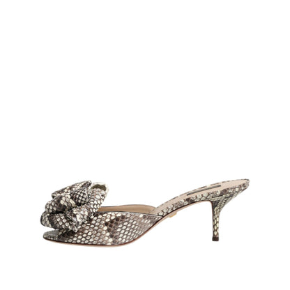 Dolce & Gabbana Multicolor Keira Bow Leather Peep Toe Mules Shoes