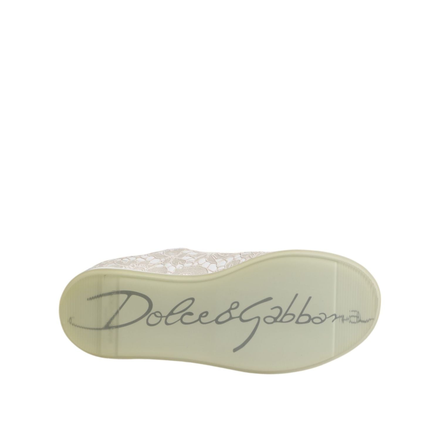 Dolce & Gabbana White Lace Leather Low Top Sneaker Shoes