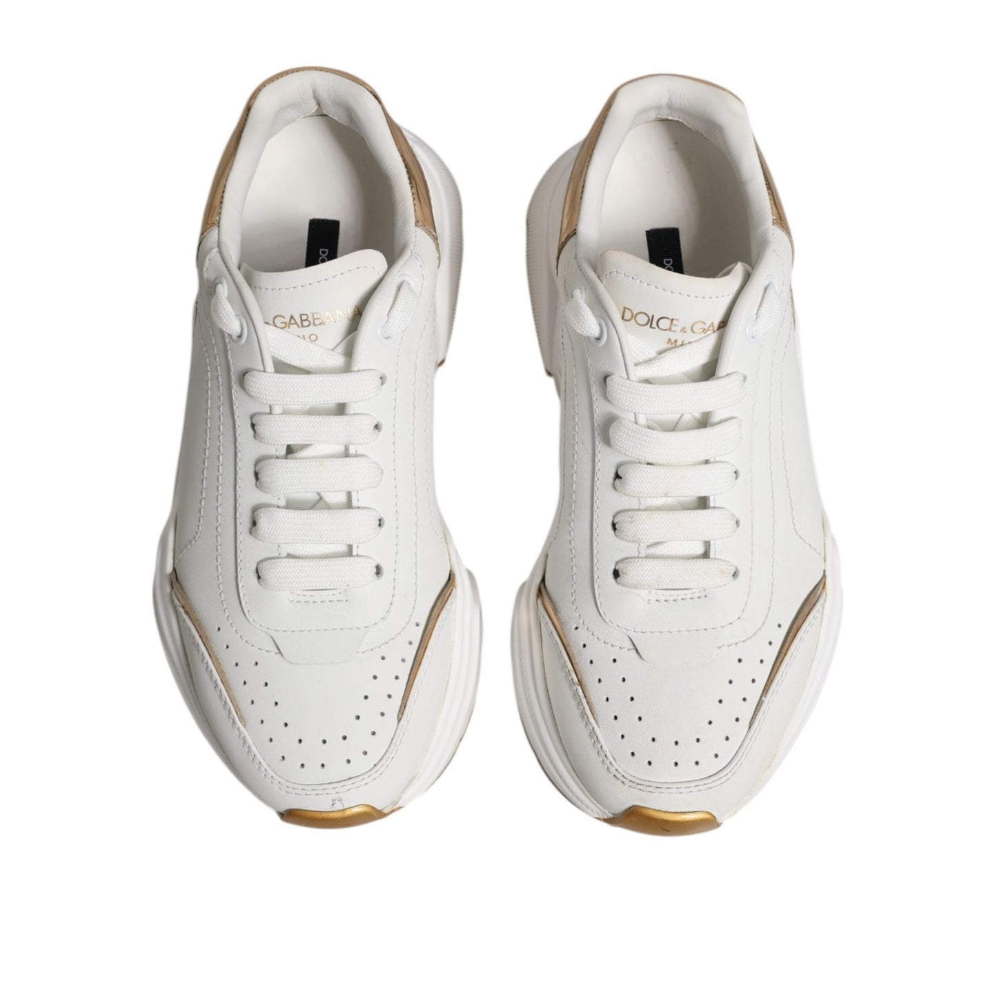 Dolce & Gabbana White Gold Daymaster Low Top Sneakers Shoes