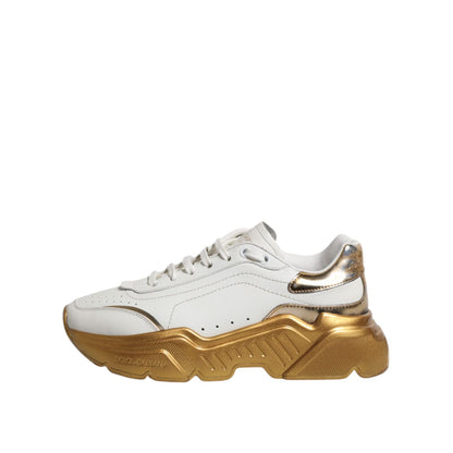 Dolce & Gabbana White Gold Daymaster Low Top Sneakers Shoes