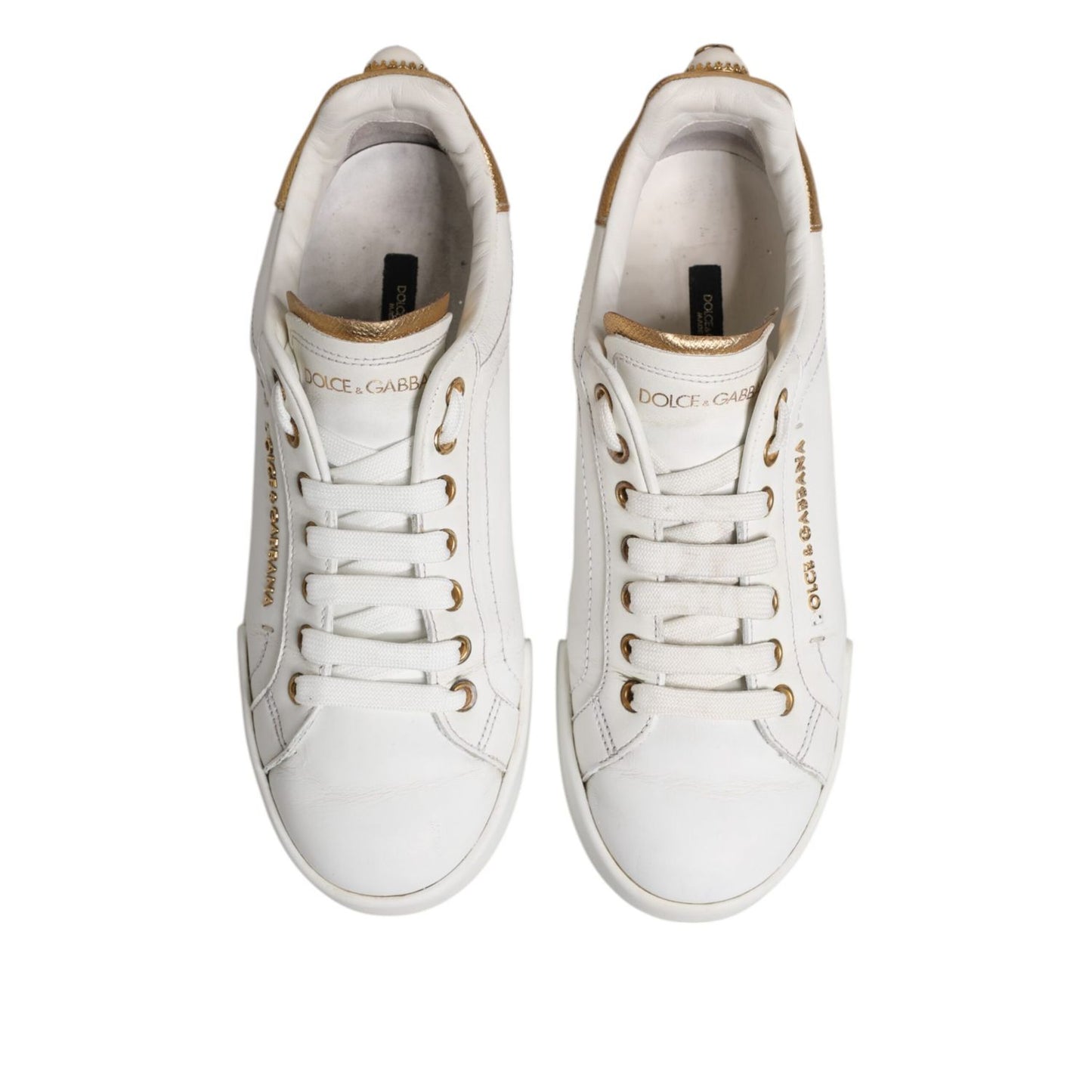 Dolce & Gabbana White Leather Low Top Women Sneakers Shoes
