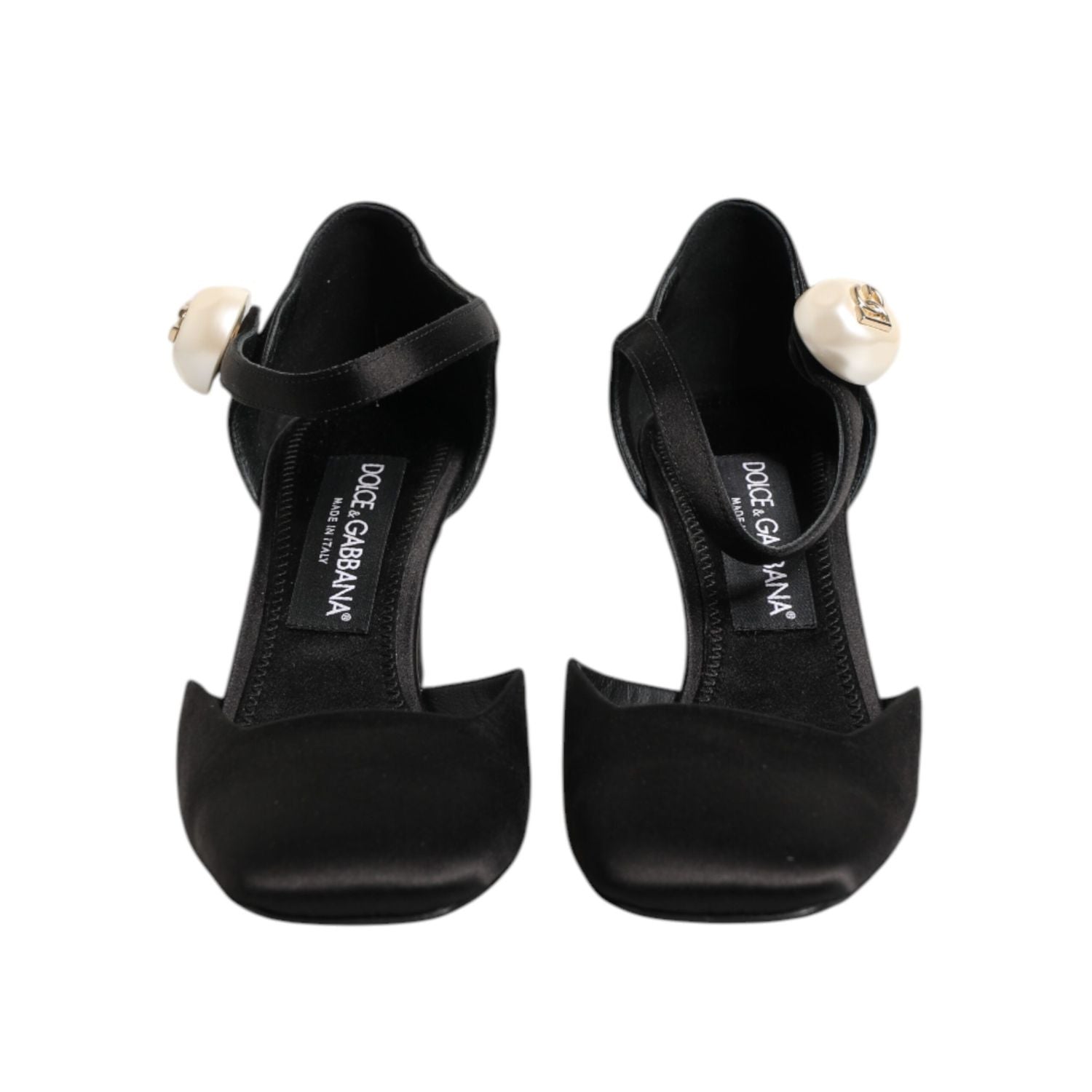 Dolce & Gabbana Black Leather Logo Ankle Strap Sandals Shoes