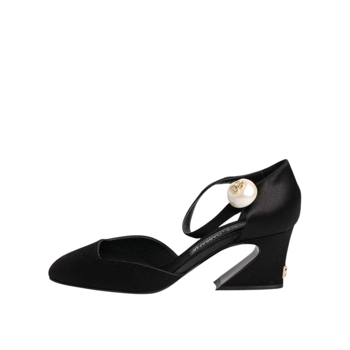 Dolce & Gabbana Black Leather Logo Ankle Strap Sandals Shoes