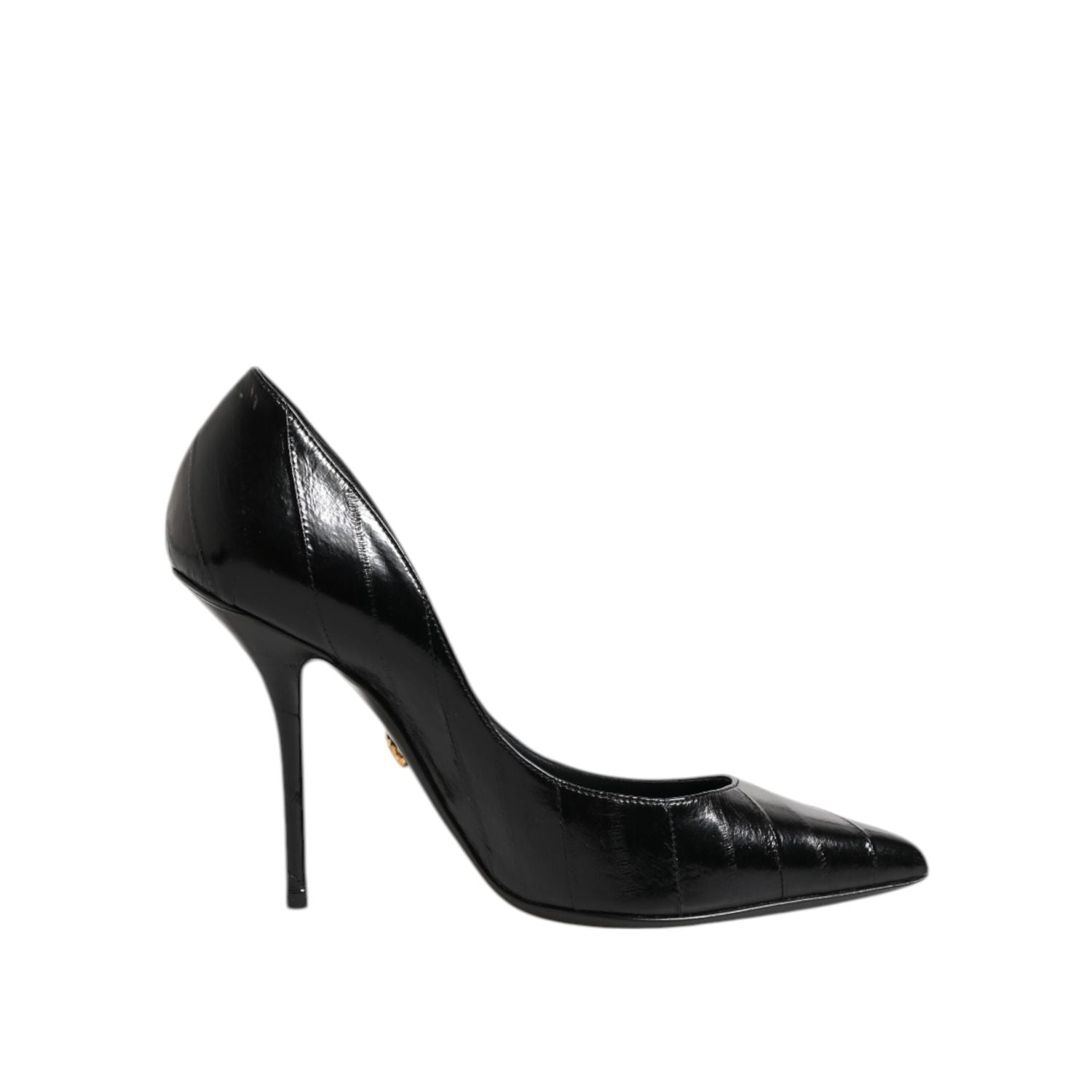 Dolce & Gabbana Black Leather Stiletto High Heels Pumps Shoes